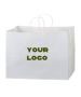 Custom White Kraft Paper Shopping Bag Gift Tote Retail Bags