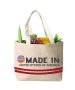 Custom Wholesale Fashion Jute Beach Tote Bag 21.00W x 15.00H Grocery Shopping Bags with Canvas Handle