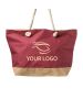 Custom Jute handbag 14W x 16H Two-Tone Color Grocery Bags Shopping Tote for School Travel Picnic
