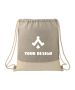 Customizable Logo Eco-Friendly Recycled Cotton Drawstring Bag with Color-Block Design 16.5"H x 14" W