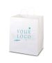 Custom White Paper Bag 14W x 15.5H Takeout Bags Kraft Shopping Retail Tote