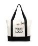 Custom Heavy Duty 21"W x 15"H Handbag Black White Canvas Boat Carryall ECO Friendly Shopping Bag