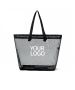 Custom Mesh Beach Tote 15"W x 14.2"H Transparent Grocery Shopping Bag for Supermarket Travel Promotion
