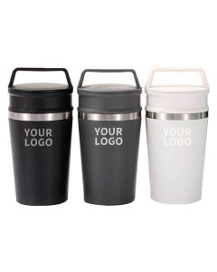 Custom 12oz Insulated Coffee Mug Water Bottle Stainless Steel Cup Travel Cups with Carrying Handle