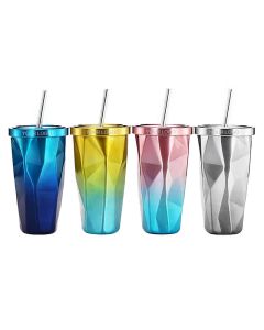 Custom 16oz Stainless Steel Tumbler with Lid & Straw Vacuum Insulated Coffee Mug Double Wall Thermo Travel Cup