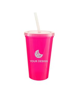 Custom 22 Oz BPA-Free Stadium Cup with Lid and Straw for Promotional Use