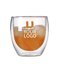 Custom  8oz/250ml Double Wall Glass Coffee Mugs Glass Cups for Hot Cold Beverages