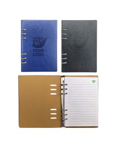 Custom B5 Refillable Notebook 6 Ring Binder Loose Leaf Note Book with Leather Cover for School Office