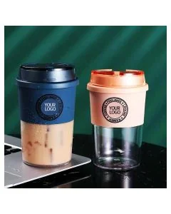 Custom BPA-Free PP Plastic Water Bottle Coffee Mug Juice Cup With Lid