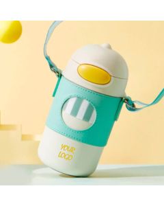 Custom BPA Free 316 Stainless Steel Vacuum Insulated Children Thermos Cute Water Bottle with Straw