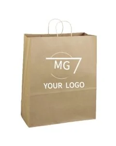 Custom Brown Recycled Paper Gift Bags Retail Shopping Tote Take out Bag  