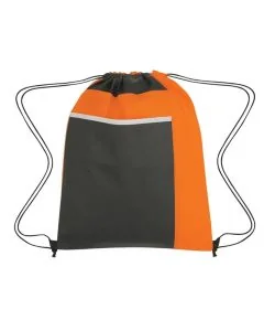 Custom Budget-Friendly Non-Woven Drawstring Pack with Large Front Pocket 17.75"H x 14" W