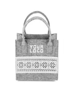 Custom Christmas Reusable Felt Bag 9.84"W x 10.24"H Grocery Shopping Tote for Gift Candy Toy
