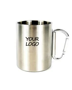 Custom Coffee Mug Stainless Steel Tea Cup Eco-friendly Mug with Key Chain Handle for Camping Adventure
