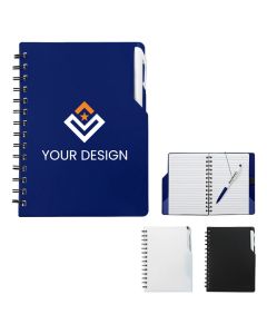 Custom Colorful Spiral Notebook with Matching Pen Set for Students & Office 