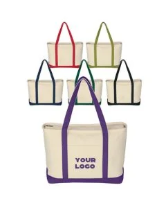 Custom Cotton Canvas 23W x 14H Zippered Shopping Tote Large Grocery Bags Retail Book Bag