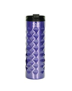 Custom Cylinder Stainless Steel Water Bottle Double Wall Vacuum 500ml 17oz Diamond  Pattern Coffee Mug Cups