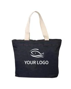 Custom Denim Shopping 13.5W x 17.25H Tote Large Grocery Bags Retail Book Bag