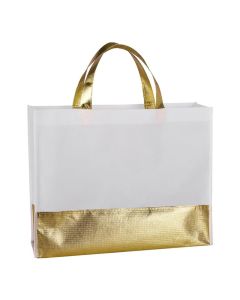 Custom Durable Metallic Accent Non-Woven Tote Bag 12"H x 15" W