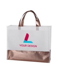 Custom Durable Metallic Accent Non-Woven Tote Bag 12"H x 15" W