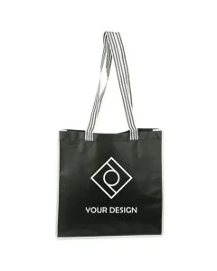 Custom Durable Polypropylene Tote Bag with Striped Terylene Handles 15"H x 15" W