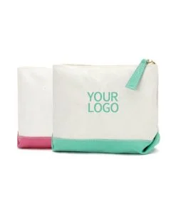 Custom Eco-friendly Canvas Makeup Cosmetic Bag 8"W x 6"H Toiletry Storage Bags for Home Travel