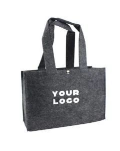 Custom Eco-Friendly Gray Reusable Felt Bag 23"W x 14"H Grocery Shopping Handbag Tote Bag