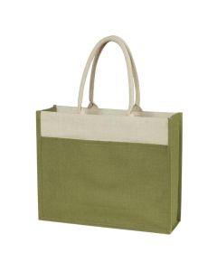 Custom Eco-Friendly Jute Tote Bag with Front Pocket 17" W x 14" H, 16"