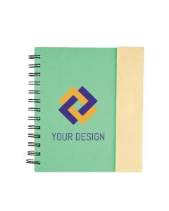 Custom Eco-friendly Lock-it Spiral Notebook with Sticky Notes and Pen