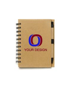 Custom Eco-Friendly Recycled Jotter Notebook with Pen - 60 Lined Sheets