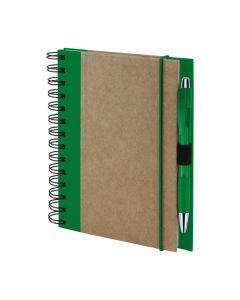 Custom Eco-Friendly Recycled Spiral Notebook with Elastic Band Closure and Pen