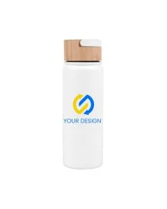 Custom Eco-Friendly Stainless Steel Water Bottle with Bamboo Lid 20 oz