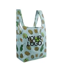 Custom Eco-friendly T-shirt 12"W x 23"H Bag Grocery Shopping Tote RPET Polyester Merchandise Bags