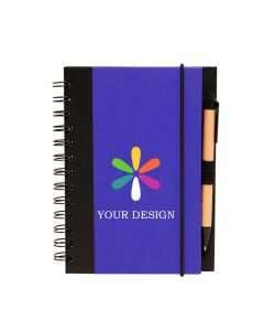 Custom Eco Friendly 5"x7" Spiral Notebook & Recycled Paper Pen Set 