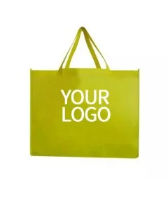 Custom Extra-large Non-woven 17.72"W x 13.78"H Yellow Recyclable Shopping Bags Grocery Totes for Promotion