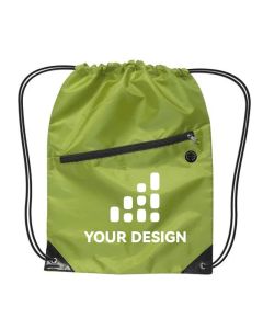 Custom Feature-Rich Drawstring Backpack with Zipper 17"H x 13" W