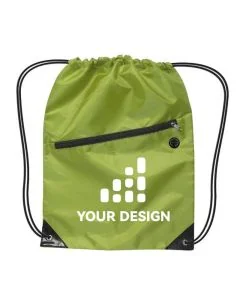 Custom Feature-Rich Drawstring Backpack with Zipper 17"H x 13" W