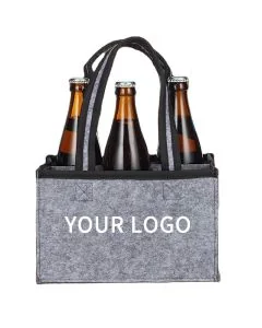 Custom Felt Wine Bag Recycled 6 Bottle Pack Bottle Carry Bag Grocery Shopping Bag