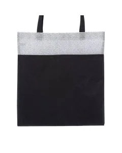 Custom Non-woven 15.5W x 14.75H Shopping Totes Reusable Merchandise Gift Bag Grocery Bags in Color Blocking