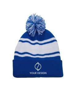 Custom Knit Beanie with Pom Pom - Warm Acrylic Winter Hat for Promotions