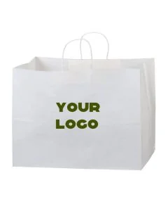 Custom White Kraft Paper Shopping Bag Gift Tote Retail Bags