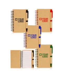 Custom Mini Spiral Notebooks with Recycled Paper Cover Ballpoint Pen Set