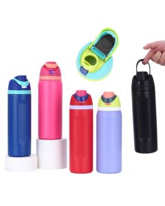 Custom Insulated Stainless Steel Water Bottle with FreeSip Straw, Push-Button Lock 32oz