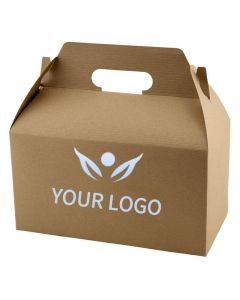 Custom Natural Kraft Paper Boxes 9.5W x 5H Gable Box Packing Take-Out Bag