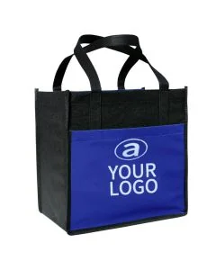 Custom Non-woven Reusable Grocery 13.78" x 15.75" Bags Heavy Duty Large Shopping Totes with Front Pocket