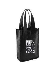 Custom Non-woven 7W x11H Wine Bag Shopping Merchandise Tote 2 Bottle Wines Beer Carrier