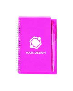 Custom Notebook and Pen Set with 60 Lined Pages and Colorful Plastic Cover