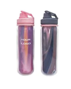 Custom Outdoor Travel Water Bottle Reusable Drinkware Portable Double Wall Plastic Bottle with Handle