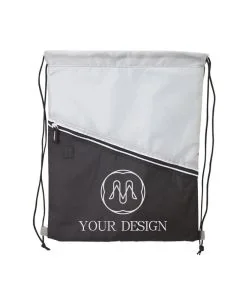 Custom PEVA Insulated Drawstring Cooler with Zippered Pocket 16.25"H x 13" W