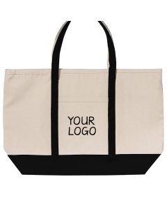 Custom Printed Organic Natural 23"W x 15"H Color Cotton Canvas Tote Bag with Zip Closure